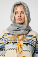 Cozy Knit Hooded Scarf: Grey