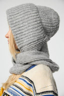 Cozy Knit Hooded Scarf: Grey