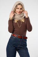 Cozy Knit Hooded Scarf: Natural