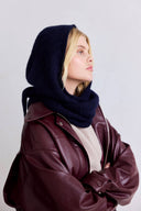 Alpaca Hooded Scarf - Deep Sea Navy