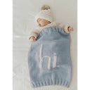 Hi. Knit Baby Blanket - Blue