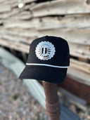 Black and White Single Concho Trucker Hat 