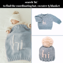 Hi. Knit Baby Blanket - Blue