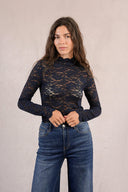 Lace Layering Top - Navy