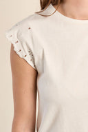Molly Bracken White Embroidered Tee