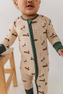 Babysprouts Long Sleeve Zip Romper: Mallard Ducks