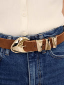 Ettika Modern Western Belt in Mocha