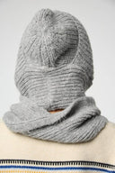 Cozy Knit Hooded Scarf: Grey
