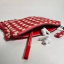 Handmade Quilted Cotton Pouch - Red
