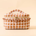 Glam & Go Quilted Cosmetic Bag-Maple Gingham