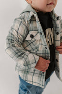 Babysprouts Kid's Hooded Shacket: Mint Plaid