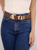 Ettika Modern Western Belt in Mocha