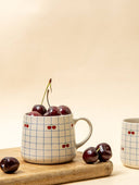 Cherry Checkered Ceramic Mug