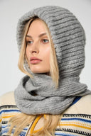 Cozy Knit Hooded Scarf: Grey