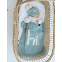 Hi. Knit Baby Blanket - Blue