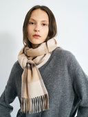 Plaid Cashmere Scarf - Coffee Cream