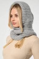 Cozy Knit Hooded Scarf: Grey