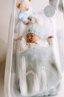 Hi. Knit Baby Blanket - Blue