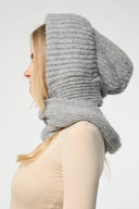 Cozy Knit Hooded Scarf: Grey