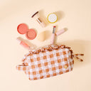 Essentials Quilted Cosmetic Pouch-Maple Gingham