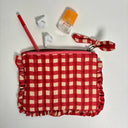 Handmade Quilted Cotton Pouch - Red