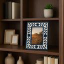 Blue Resin/Wood Floral Petals Frame