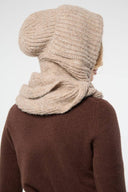 Cozy Knit Hooded Scarf: Natural