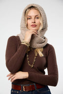 Cozy Knit Hooded Scarf: Natural