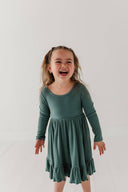 Babysprouts Girl's Ribbed Ballet Dress: Atlantic