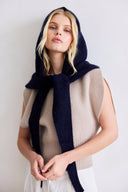 Alpaca Hooded Scarf - Deep Sea Navy