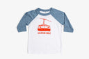 Bird & Buffalo Tram Baseball Tee - Blue