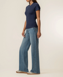 KUT Langley Short Sleeve Rib Top - Navy