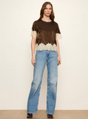 Sanctuary Satin Lace Top - Espresso
