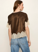 Sanctuary Satin Lace Top - Espresso