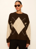 Sanctuary Argyle Crew Sweater - Espresso