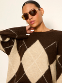 Sanctuary Argyle Crew Sweater - Espresso