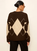 Sanctuary Argyle Crew Sweater - Espresso