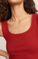 Z Supply Larkin Embroidered Tank - Chili Pepper