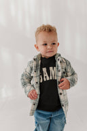 Babysprouts Kid's Hooded Shacket: Mint Plaid