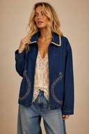 Western-Edge Studded Denim Jacket