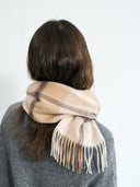 Plaid Cashmere Scarf - Coffee Cream
