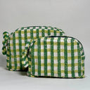 Handmade Quilted Cotton Pouch- Green