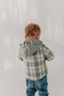 Babysprouts Kid's Hooded Shacket: Mint Plaid