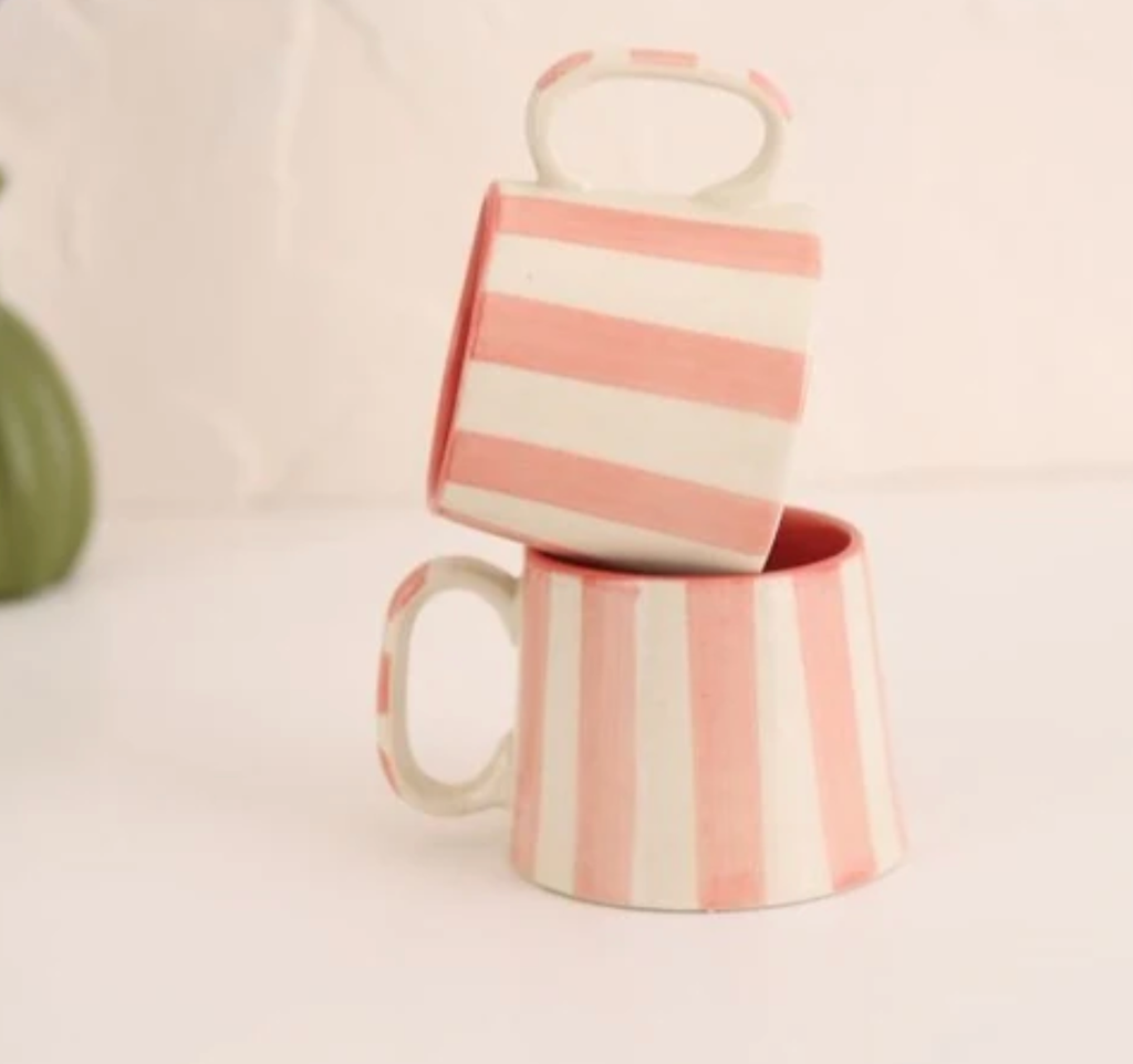 Ceramic Pink Stripe Cup