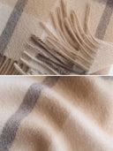 Plaid Cashmere Scarf - Coffee Cream