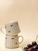 Cherry Checkered Ceramic Mug