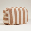 Striped Terry Fabric Travel Pouch - Tan