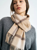 Plaid Cashmere Scarf - Coffee Cream