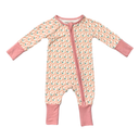 Babysprouts Long Sleeve Zip Romper: Framed Flower