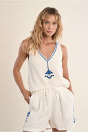 Molly Bracken Gauze Embroidered Tank